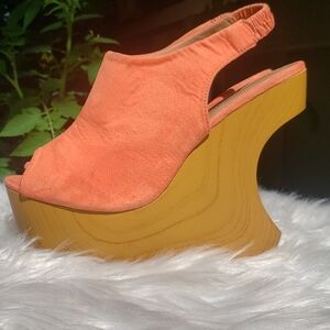 Call It Spring Orange Peep Toe Wedges 7 OVERGAARD